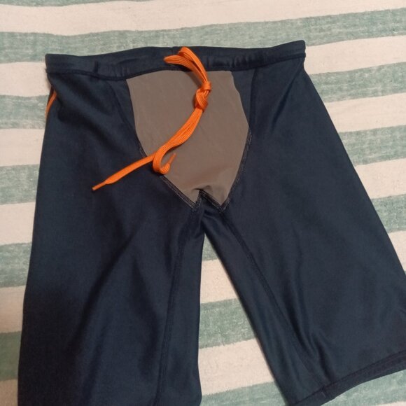 NWOT SPEEDO SWIM JAMMER, GRAY WITH ORANGE JAPANESE SIZE "O", (33"-34") - Picture 7 of 9